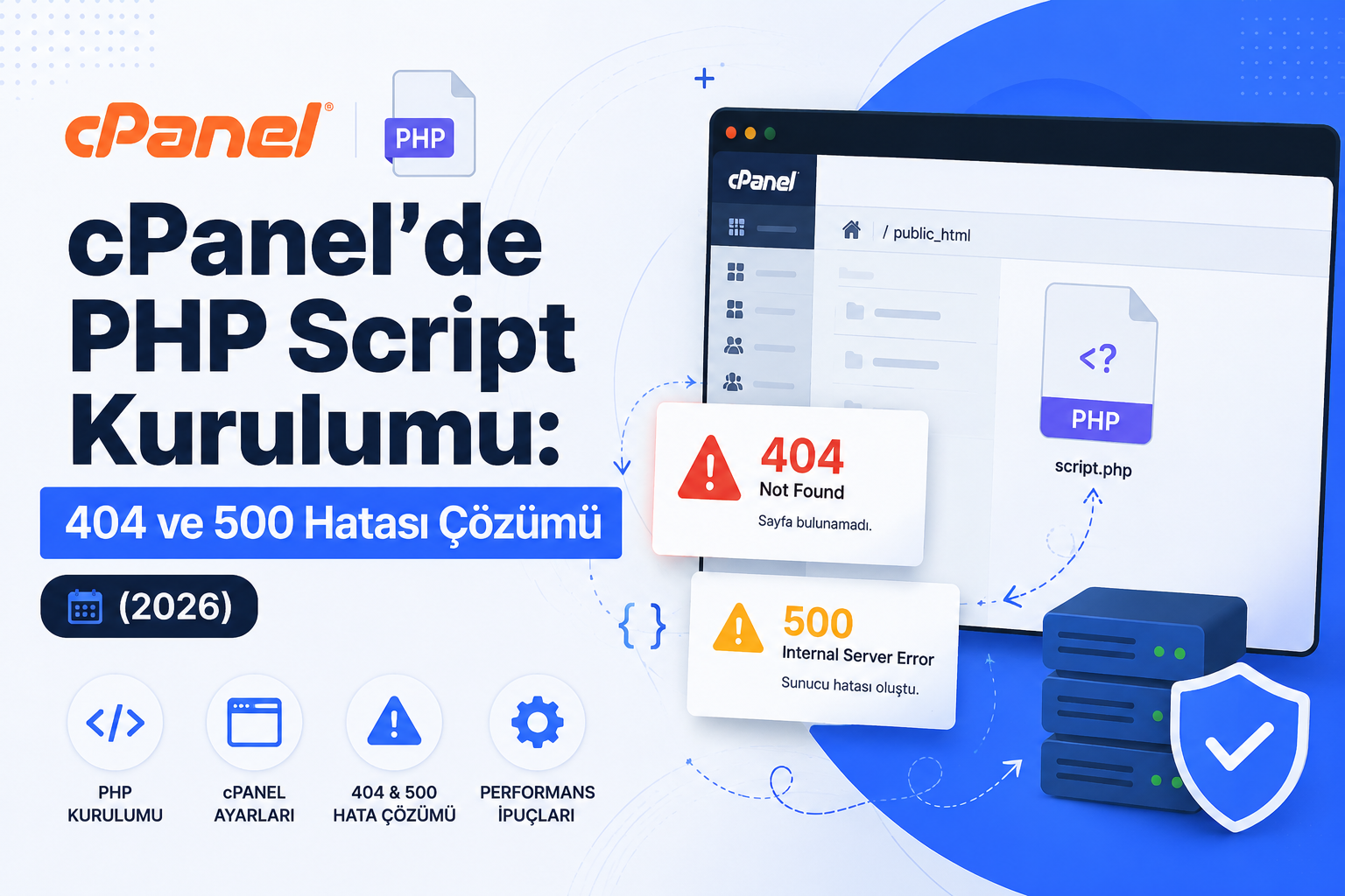 cPanel’de PHP Script Kurulumu: 404 ve 500 Hatası Çözümü (2026)